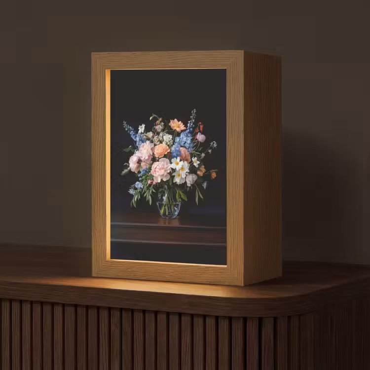Pastel - Bloemen - Glazen - Vaas Light Box met kabel (Tafellamp) klein -z3d_website