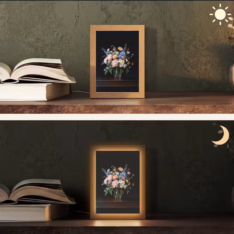 Pastel - Bloemen - Glazen - Vaas Light Box met kabel (Tafellamp) klein -sfeer3