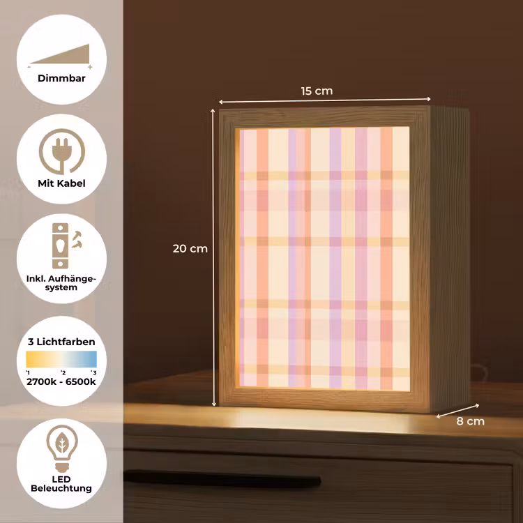 Pastel - uitpatroon - Geometrisch Light Box met kabel (Tafellamp) klein 925 -USP_DE