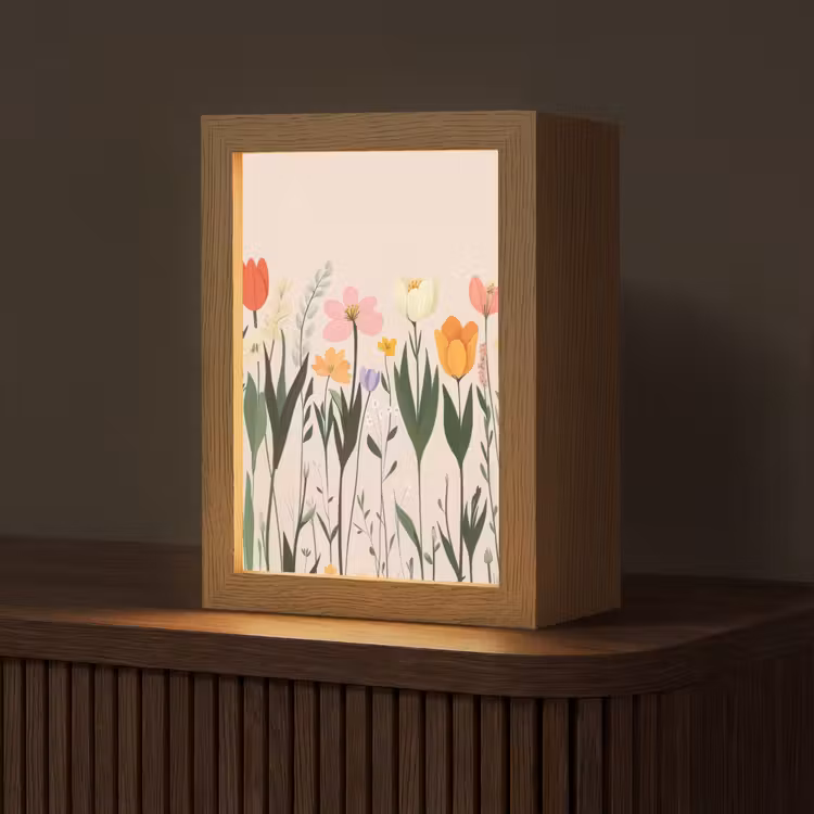 Pasteltinten - Bloemen - Illustratie Light Box met kabel (Tafellamp) klein -z3d_website