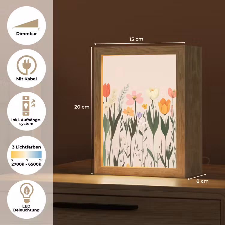 Pasteltinten - Bloemen - Illustratie Light Box met kabel (Tafellamp) klein -USP_DE