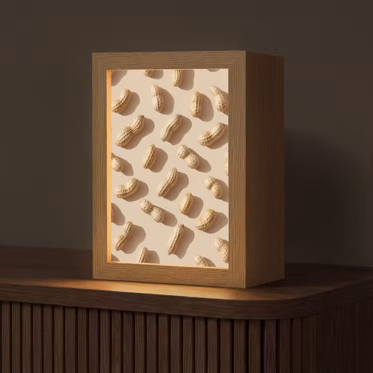 Pinda's - Patroon - Beige Light Box met kabel (Tafellamp) klein -z3d_website