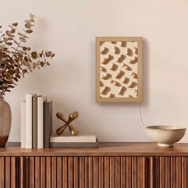 Pinda's - Patroon - Beige Light Box met kabel (Tafellamp) klein -sfeer2