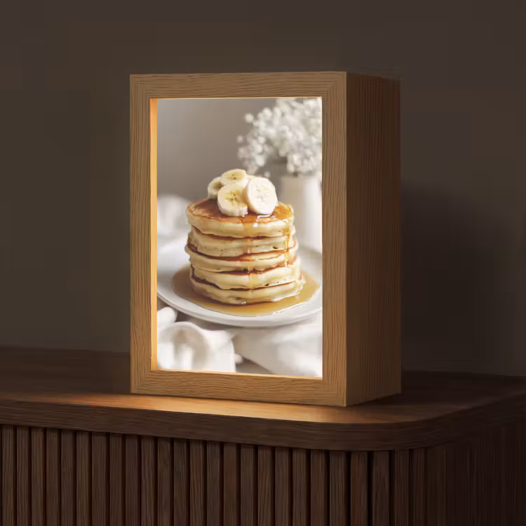 Pannenkoeken - Banaan - Siroop - Wit - Beige Light Box met kabel (Tafellamp) klein -z3d_website