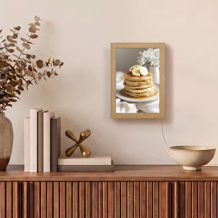 Pannenkoeken - Banaan - Siroop - Wit - Beige Light Box met kabel (Tafellamp) klein -sfeer2