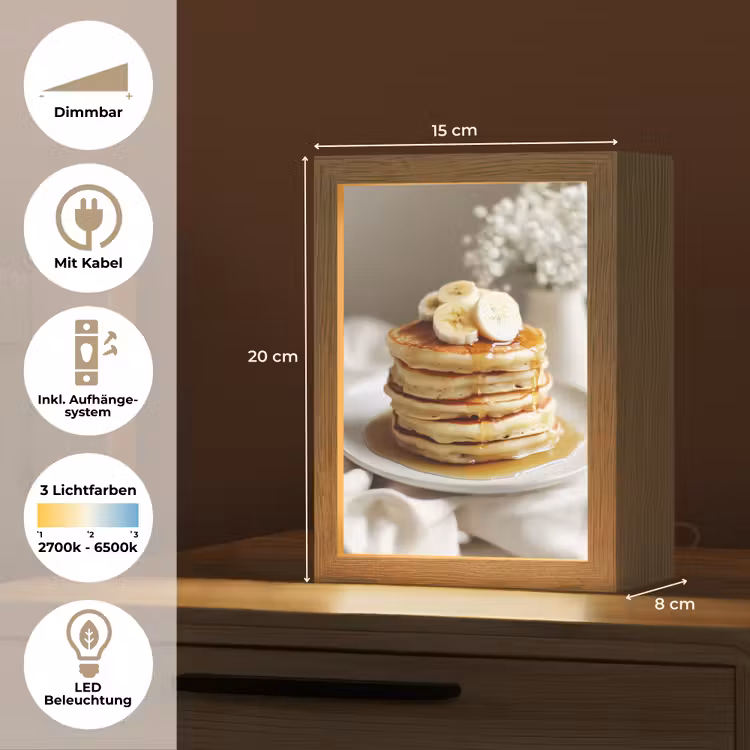 Pannenkoeken - Banaan - Siroop - Wit - Beige Light Box met kabel (Tafellamp) klein -USP_DE