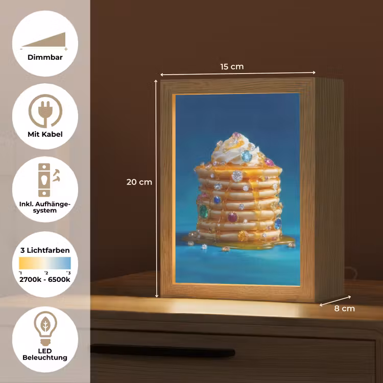Pannenkoeken - Steentjes - Glitter - Slagroom Light Box met kabel (Tafellamp) klein -USP_DE