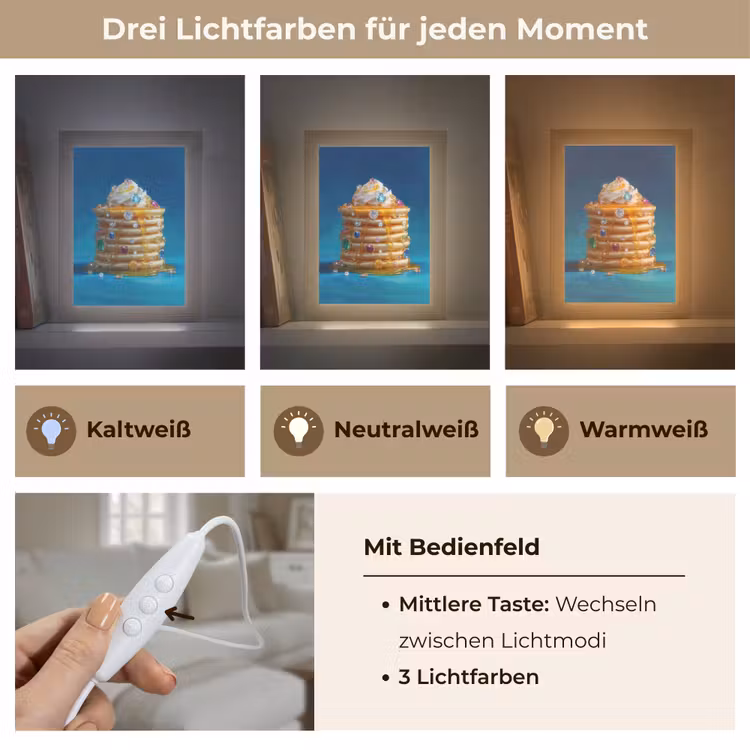 Pannenkoeken - Steentjes - Glitter - Slagroom Light Box met kabel (Tafellamp) klein -USP_lichtkleurDE