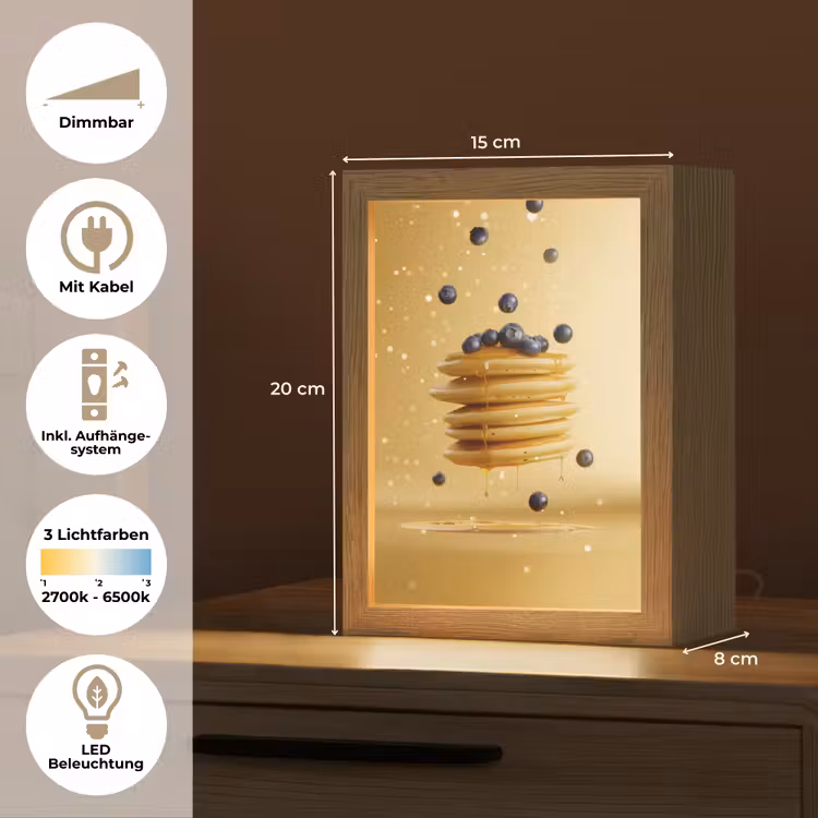 Pannenkoeken - Eten - Honing - Geel Light Box met kabel (Tafellamp) klein -USP_DE