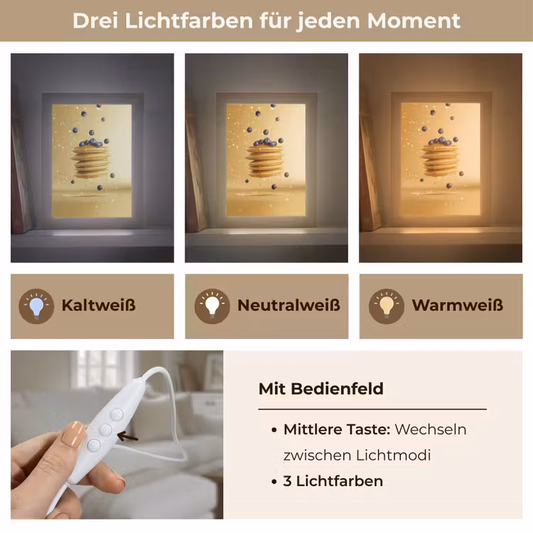 Pannenkoeken - Eten - Honing - Geel Light Box met kabel (Tafellamp) klein -USP_lichtkleurDE