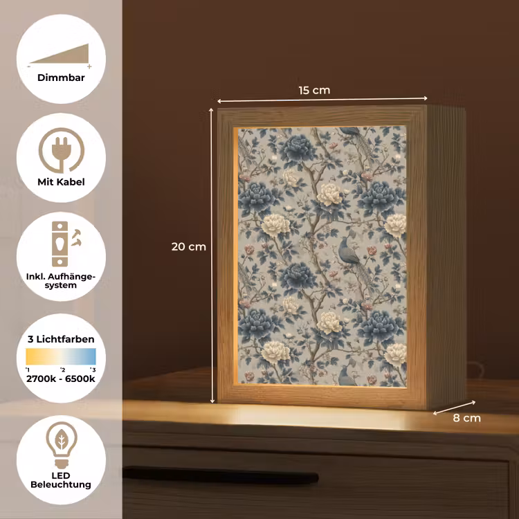 Pauw - Bloemen - Blauw Light Box met kabel (Tafellamp) klein 925 -USP_DE
