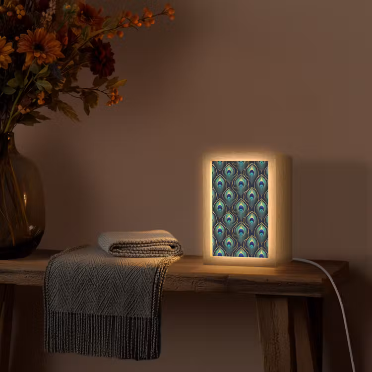 Pauw - Veren - Groen Light Box met kabel (Tafellamp) klein 925 -sfeer4