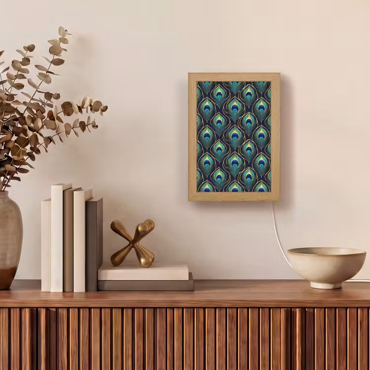 Pauw - Veren - Groen Light Box met kabel (Tafellamp) klein 925 -sfeer2