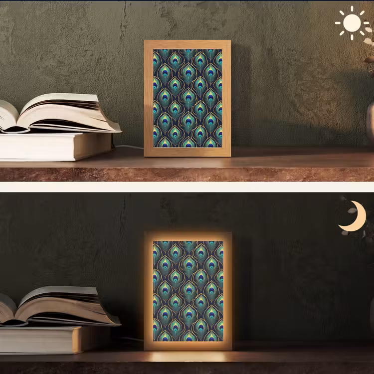 Pauw - Veren - Groen Light Box met kabel (Tafellamp) klein 925 -sfeer3