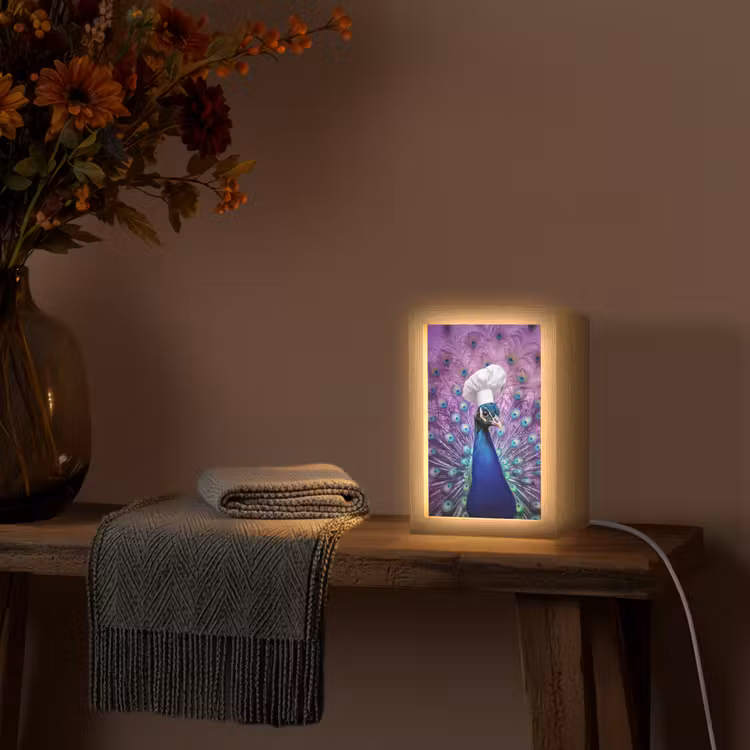 Pauw - Koksmuts - Cool - Paars Light Box met kabel (Tafellamp) klein -sfeer4