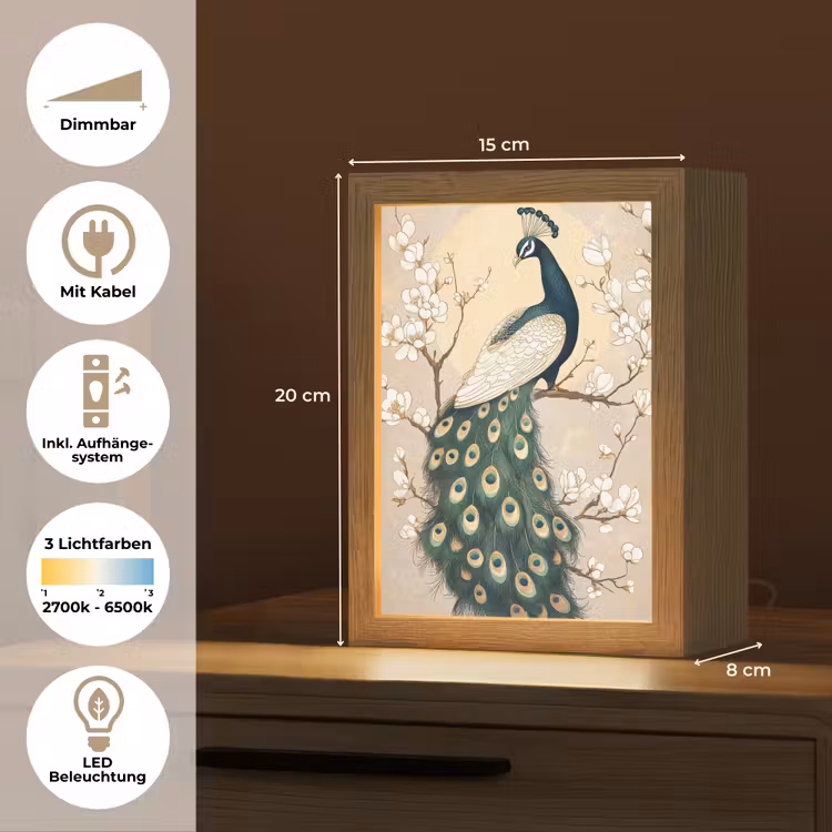 Pauw - Tak - Bloemen Light Box met kabel (Tafellamp) klein -USP_DE