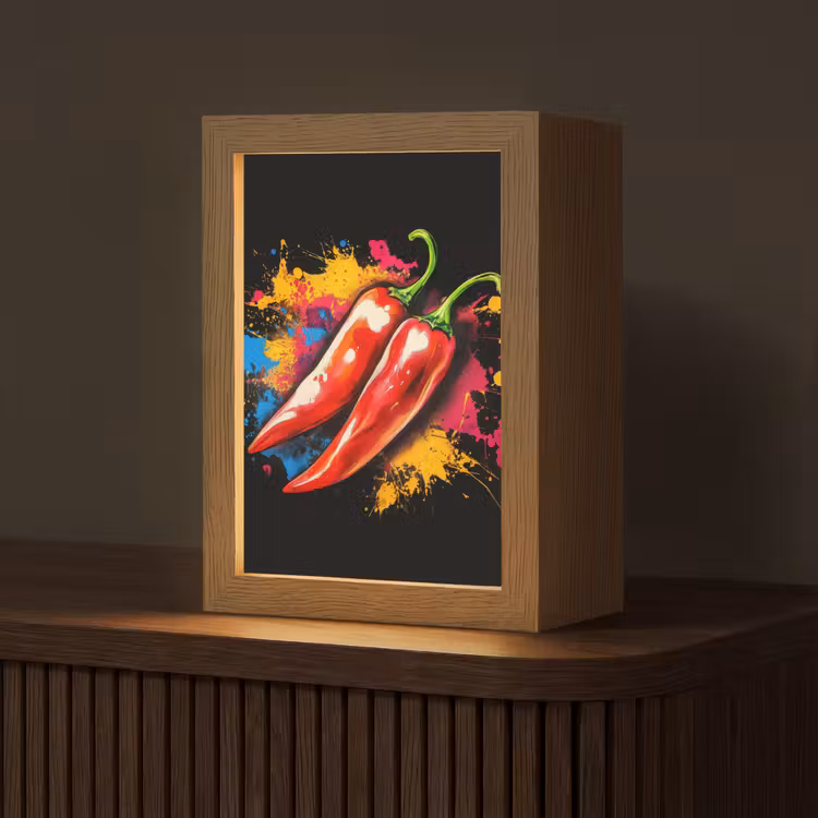 Peper - Graffiti - Verf - Abstract - Modern - Kleurrijk Light Box met kabel (Tafellamp) klein -z3d_website