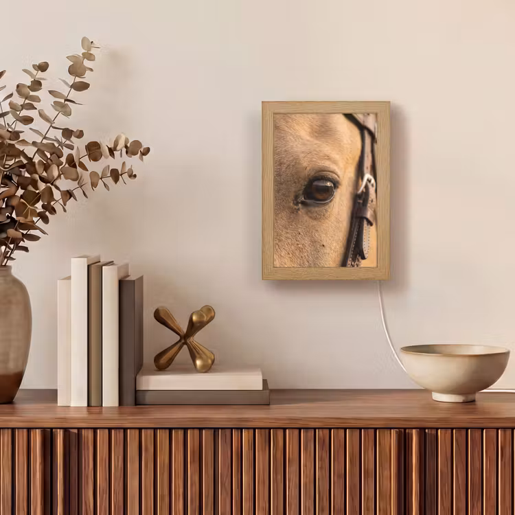 Paard - Oog - Bruin Light Box met kabel (Tafellamp) klein -sfeer2