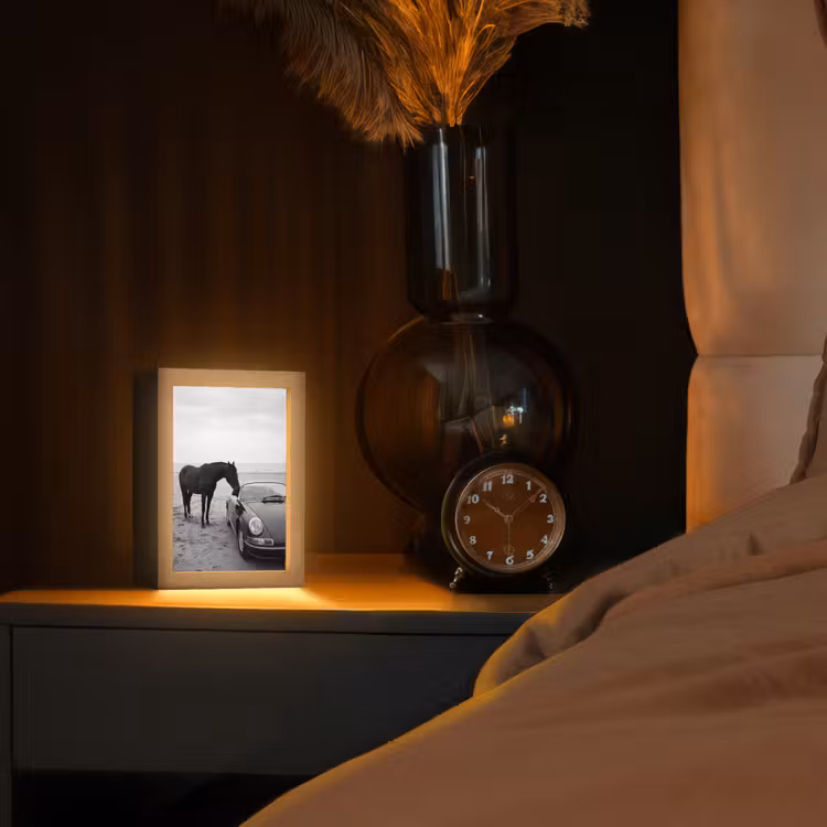 Paard - Auto - Zwart - Wit Light Box met kabel (Tafellamp) klein -sfeer1