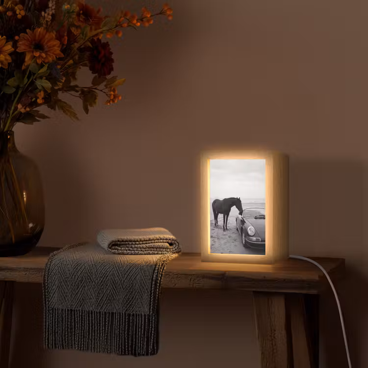 Paard - Auto - Zwart - Wit Light Box met kabel (Tafellamp) klein -sfeer4