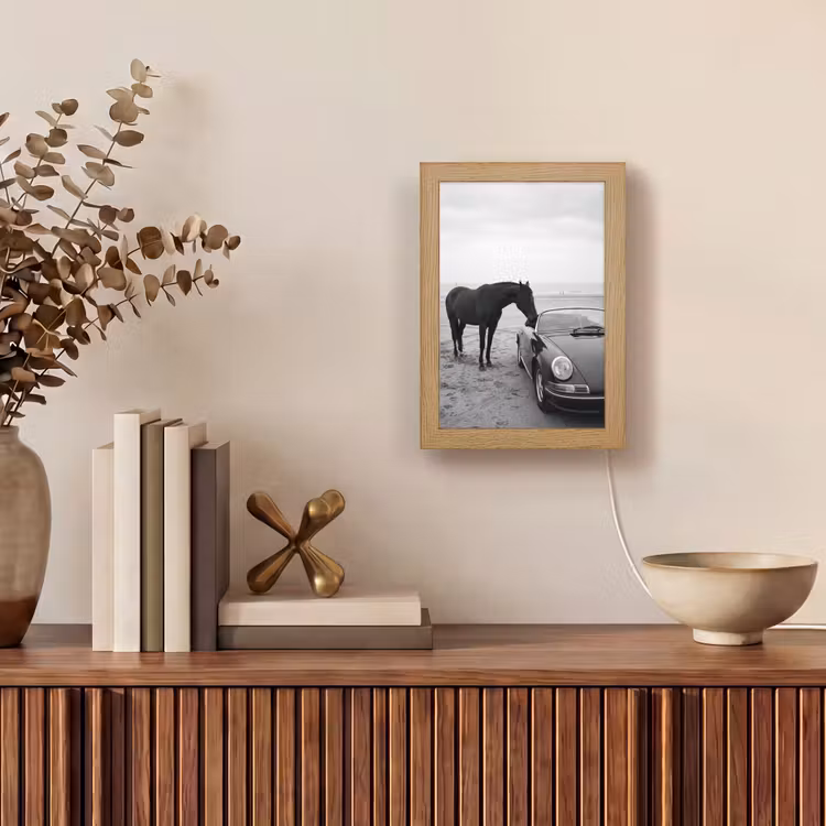 Paard - Auto - Zwart - Wit Light Box met kabel (Tafellamp) klein -sfeer2