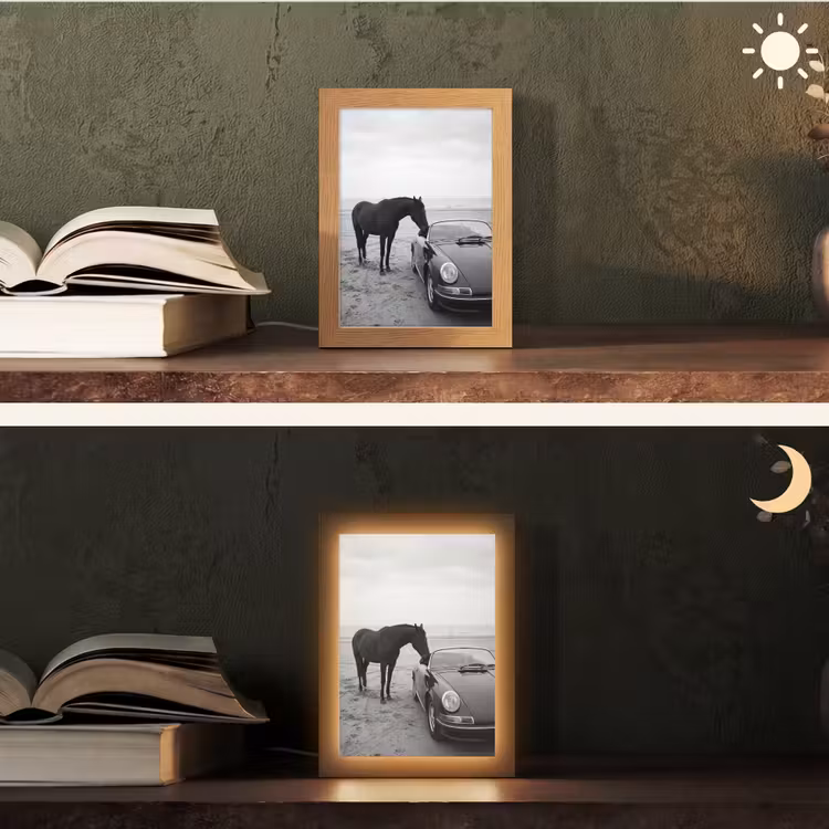Paard - Auto - Zwart - Wit Light Box met kabel (Tafellamp) klein -sfeer3