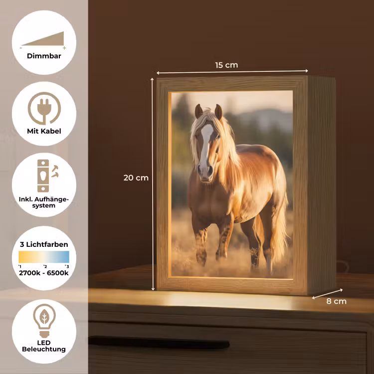Paard - Bruin - Natuur - Weiland - Dier Light Box met kabel (Tafellamp) klein -USP_DE