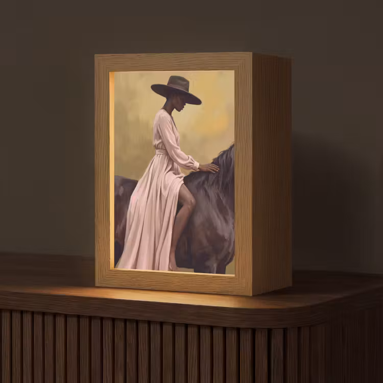 Paard - Klassiek - Oker Light Box met kabel (Tafellamp) klein -z3d_website