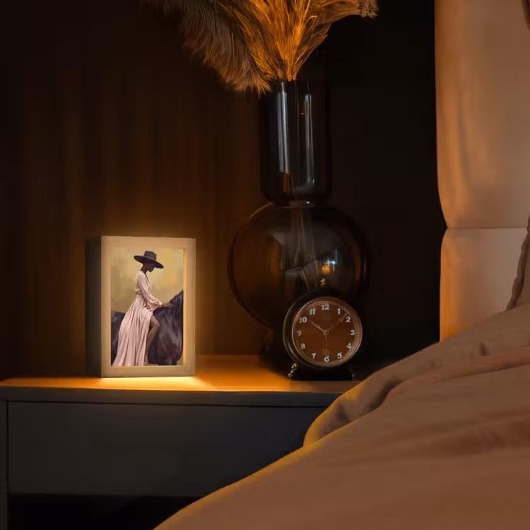 Paard - Klassiek - Oker Light Box met kabel (Tafellamp) klein -sfeer1