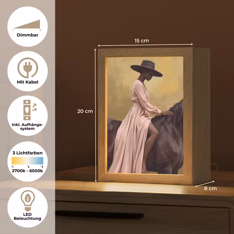Paard - Klassiek - Oker Light Box met kabel (Tafellamp) klein -USP_DE