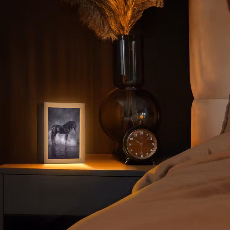 Paard - Magisch - Zwart Light Box met kabel (Tafellamp) klein -sfeer1