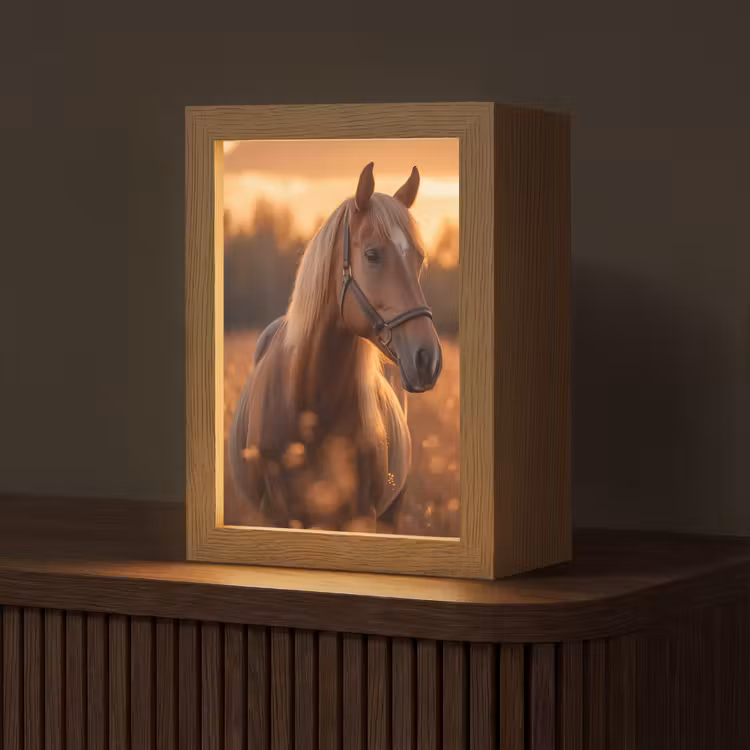 Paard - Natuur - Dier - Bruin - Dieren portret Light Box met kabel (Tafellamp) klein -z3d_website