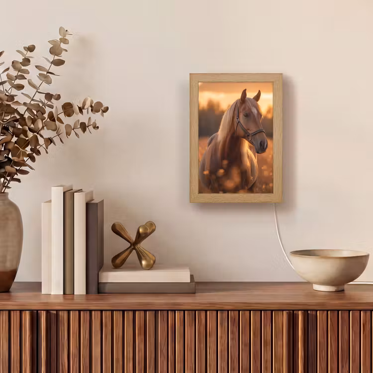Paard - Natuur - Dier - Bruin - Dieren portret Light Box met kabel (Tafellamp) klein -sfeer2
