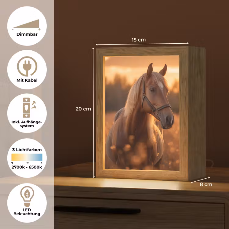 Paard - Natuur - Dier - Bruin - Dieren portret Light Box met kabel (Tafellamp) klein -USP_DE