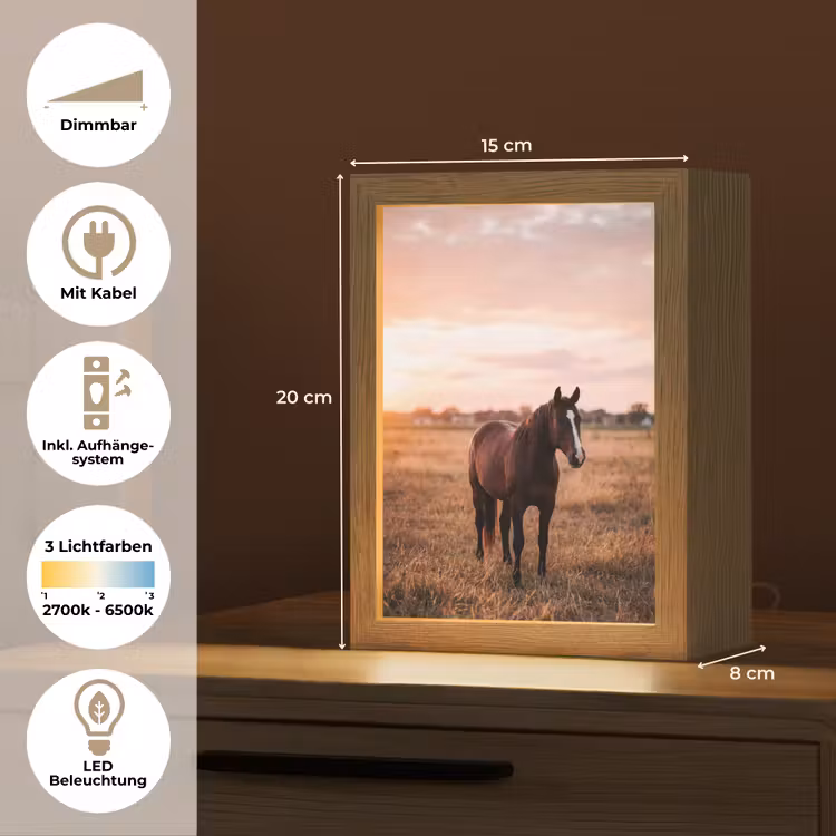 Paard - Zonsondergang - Bruin Light Box met kabel (Tafellamp) klein -USP_DE