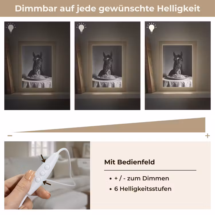 Paard - Bord - Pasta - Tafelkleed - Zwart Wit - Dieren Light Box met kabel (Tafellamp) klein -USP_dimbaarDE