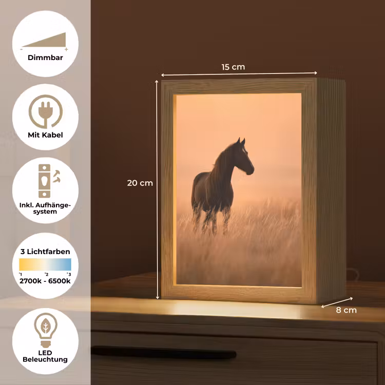 Paard - Grasveld - Zonsondergang Light Box met kabel (Tafellamp) klein -USP_DE