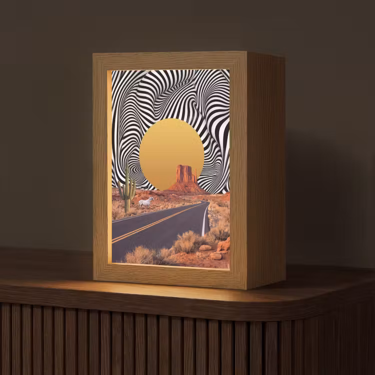 Tischlampe - Pferd – Wüste – Natur - Paard - Woestijn - Natuur Light Box met kabel (Tafellamp) klein