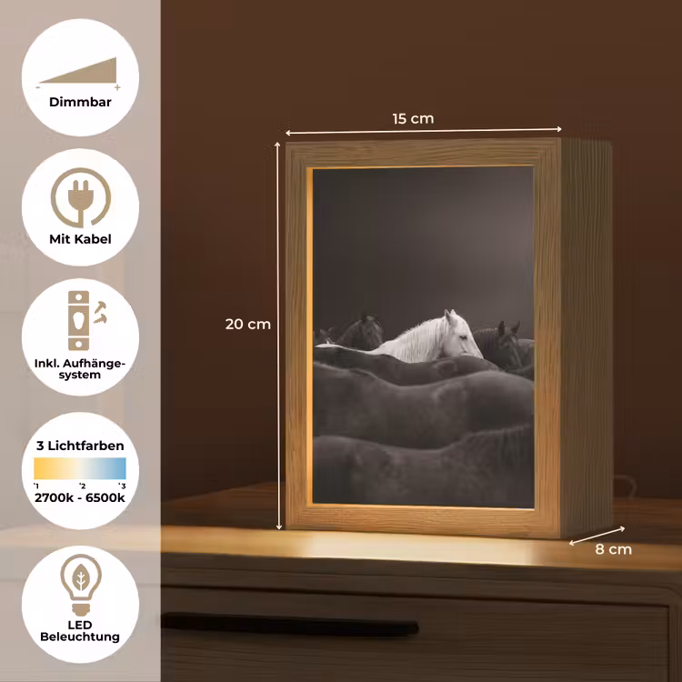 Paarden - Zwart - Wit - Kudde Light Box met kabel (Tafellamp) klein -USP_DE