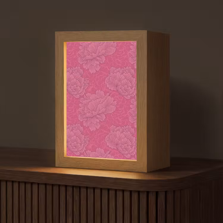 Pioenrozen - Energiek - Roze Light Box met kabel (Tafellamp) klein 925 -z3d_website