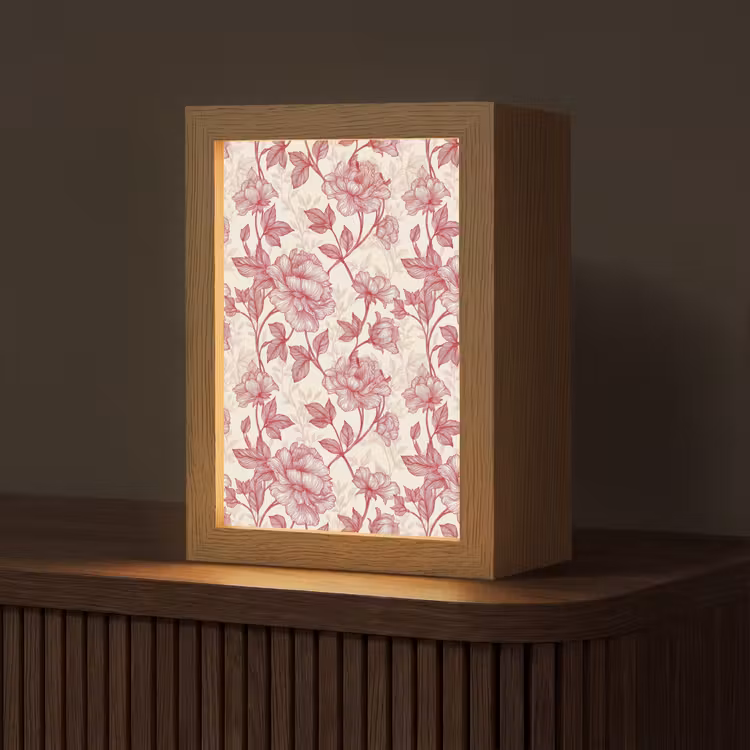 Pioenrozen - Modern - Rood Light Box met kabel (Tafellamp) klein 925 -z3d_website
