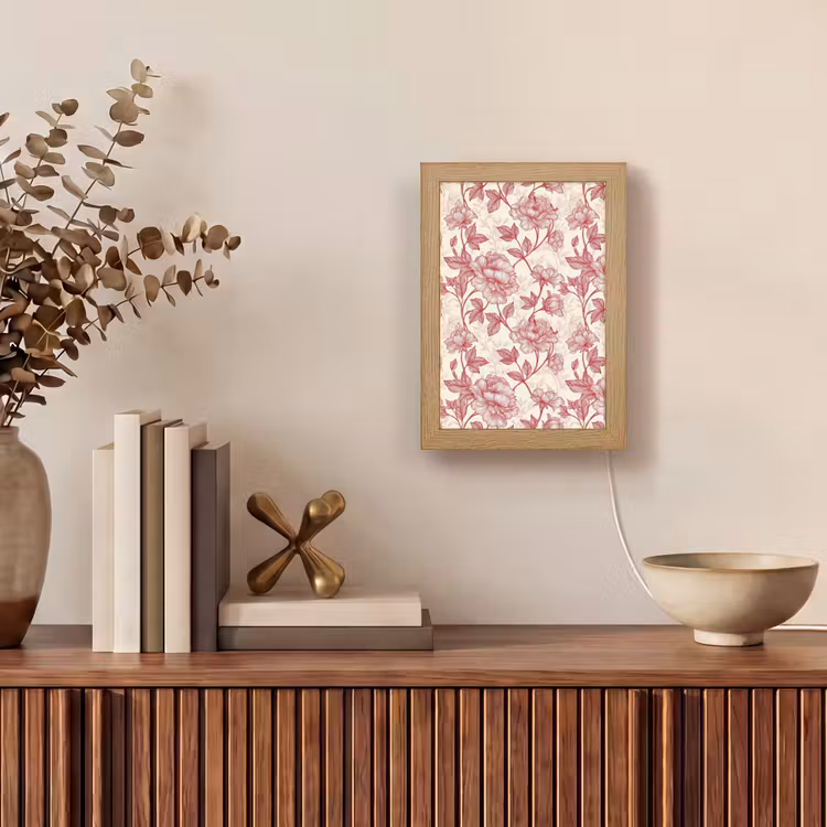 Pioenrozen - Modern - Rood Light Box met kabel (Tafellamp) klein 925 -sfeer2