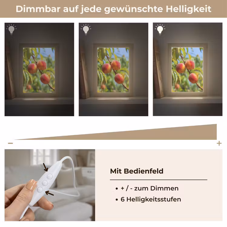 Perzik - Bladeren - Zonlicht Light Box met kabel (Tafellamp) klein -USP_dimbaarDE