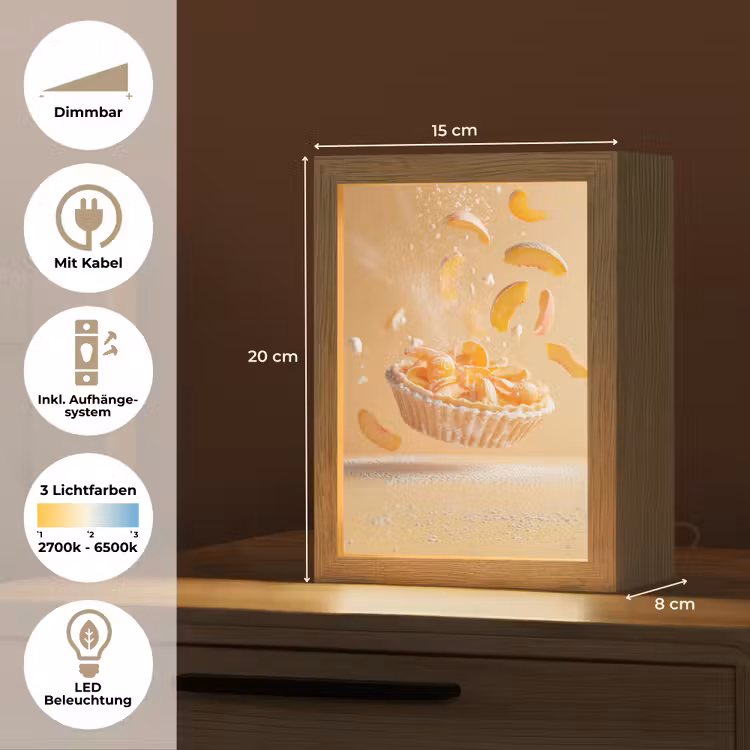 Peach - Eten - Taart - Oranje Light Box met kabel (Tafellamp) klein -USP_DE