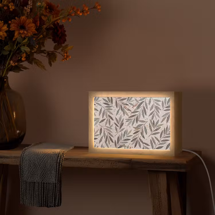 Plant - Blad - Mozaïek - Groen Light Box met kabel (Tafellamp) klein -sfeer4