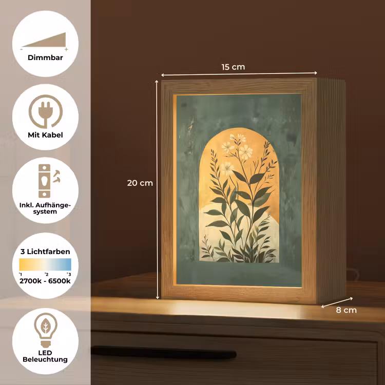 Plant - Bloemen - Wit Light Box met kabel (Tafellamp) klein -USP_DE