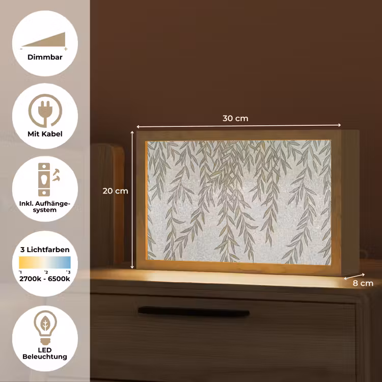 Planten - Mozaïek - Patroon - Groen - Blauw Light Box met kabel (Tafellamp) klein -USP_DE