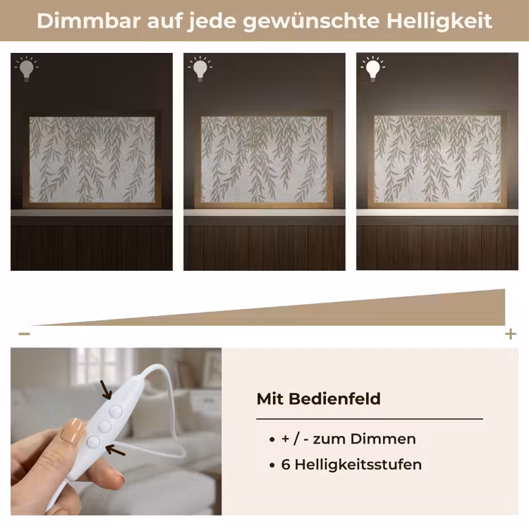 Planten - Mozaïek - Patroon - Groen - Blauw Light Box met kabel (Tafellamp) klein -USP_dimbaarDE