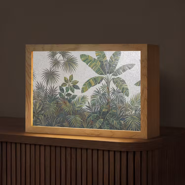Planten - Tropisch - Mozaïek - Groen - Natuur Light Box met kabel (Tafellamp) klein -z3d_website