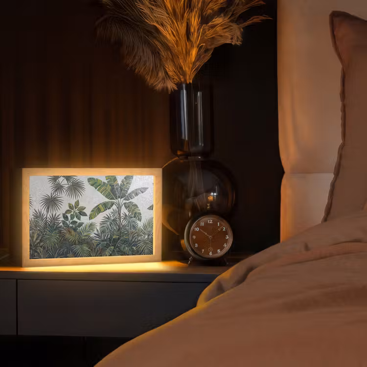 Planten - Tropisch - Mozaïek - Groen - Natuur Light Box met kabel (Tafellamp) klein -sfeer1